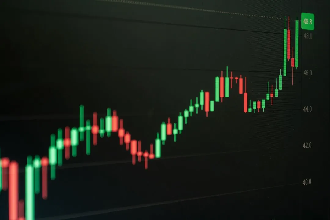 O gráfico de ações indica crescimento e lucro potencial. O gráfico de ações indica crescimento e lucro potencial.